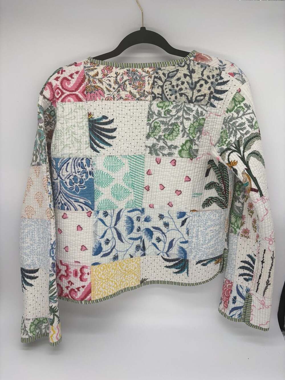 Handmade Quilted Patchwork Jacket Floral Kantha Boho - Picture 4 of 7